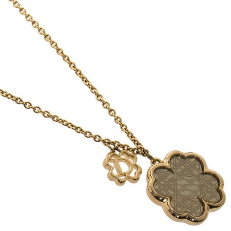 dior four leaf clover necklace price|Dior gold finish necklace.